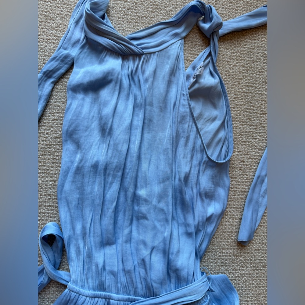 Naked Zebra Women Aqua Light Blue Grecian Backless Sleeveless Romper Size Medium - Picture 2 of 7
